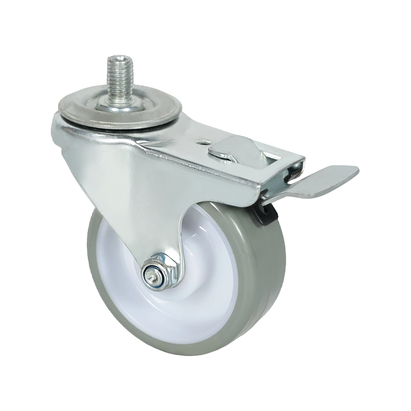 3寸PU螺杆灰色脚轮带刹车