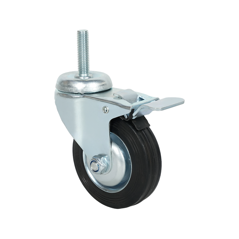 4寸螺杆橡胶脚轮带刹车