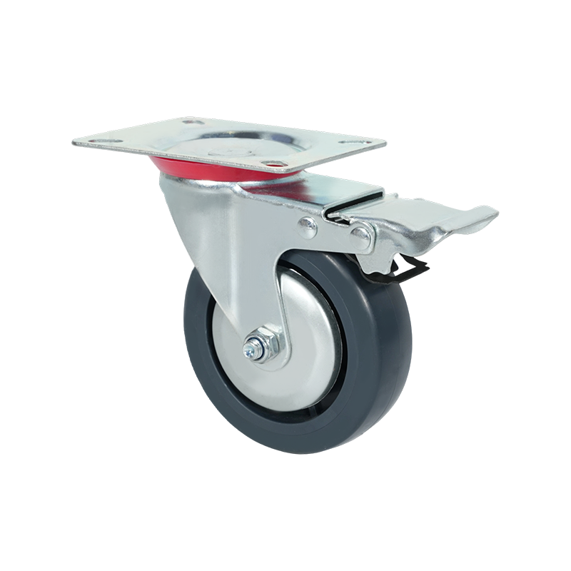 4寸平板TPR灰色脚轮带刹车