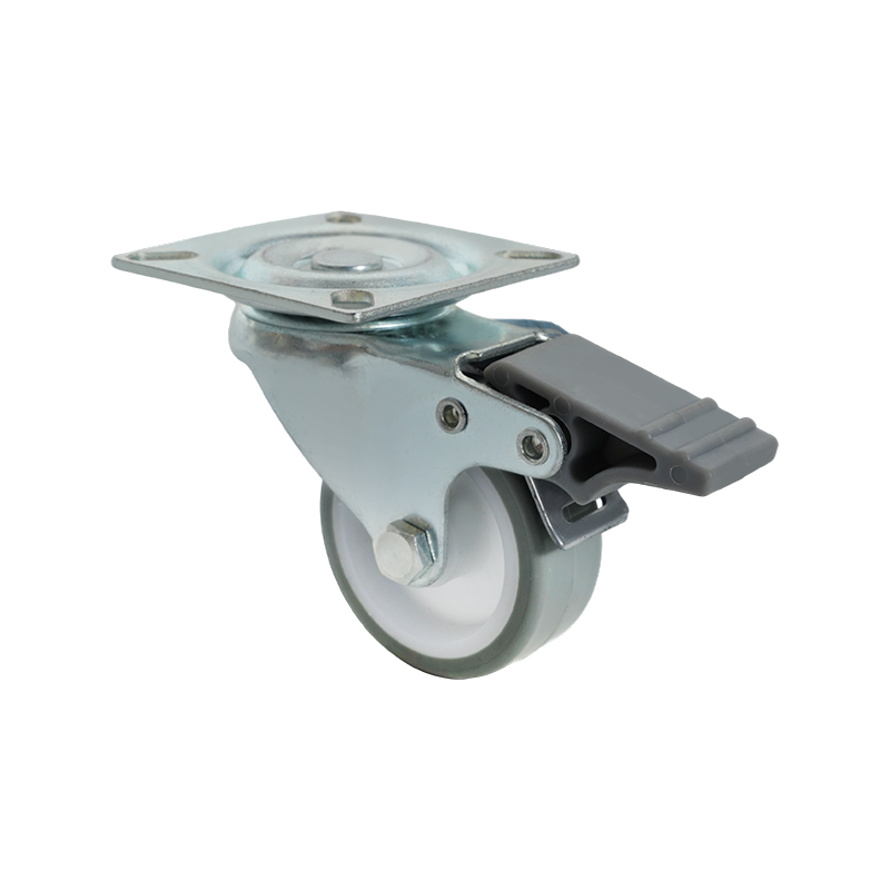 2寸平板PU灰色脚轮带刹车