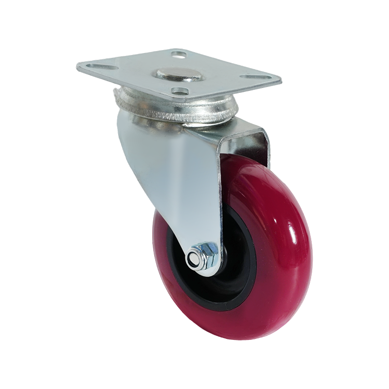 3寸平板PU红色脚轮