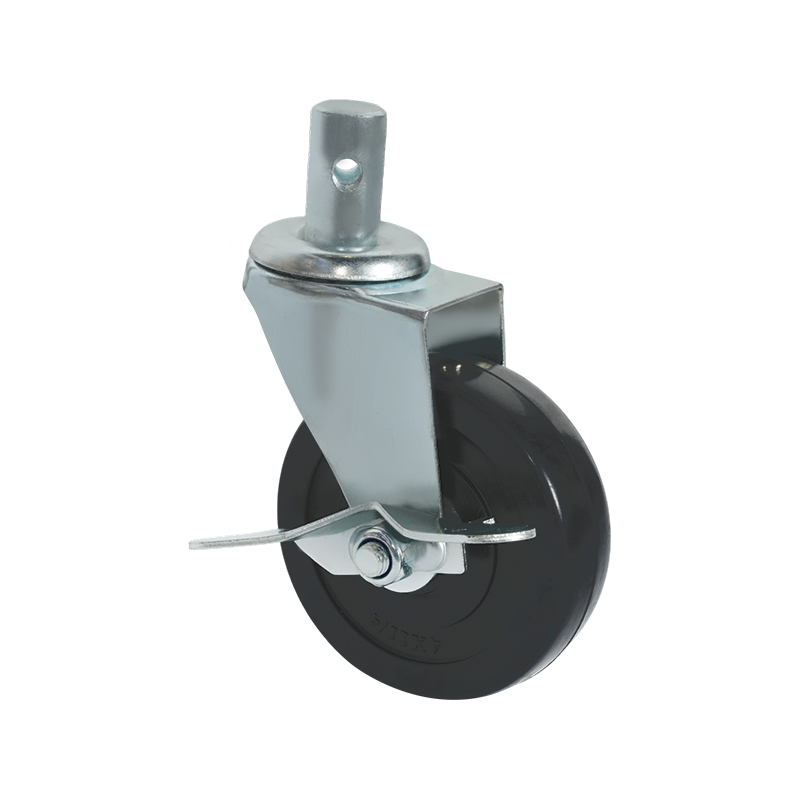 4寸插杆带侧刹橡胶脚轮